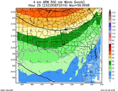 WRF ARW 4KM 500MB Winds
