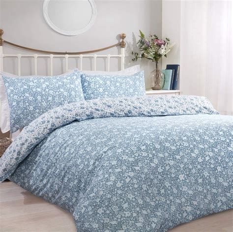 Sleepdown Ditsy Floral Blue Reversible Easy Care Duvet Cover Quilt ...