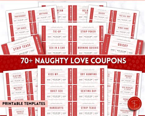 Naughty Sex Coupons for Valentines | Personalized Couples Gift | Red