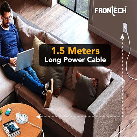 Frontech Power Connector with 3 USB Ports & 5 Universal Sockets (1.5 ...
