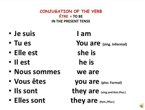 etre verbs in french and english - Brainly.in