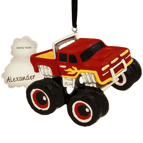 Personalized Red Monster Truck Ornament