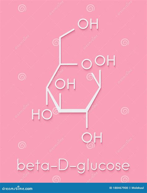 Glucose Dextrose, Grape Sugar Molecule Beta-D-glucopyranose Form ...