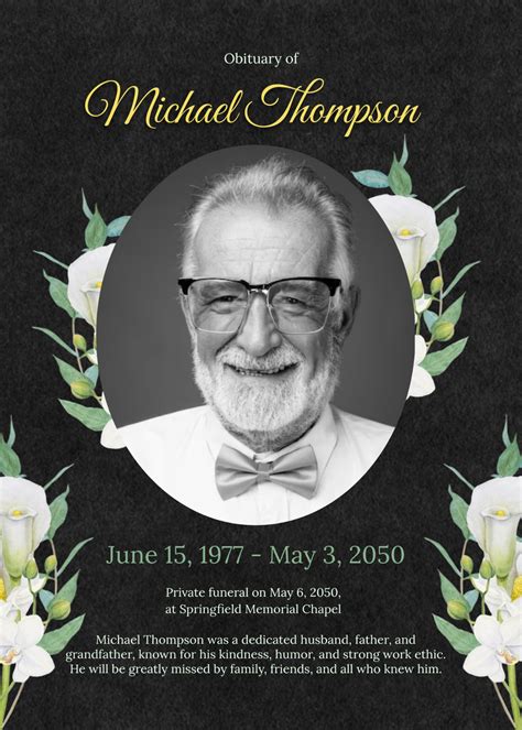 Free Newspaper Obituary Template to Edit Online