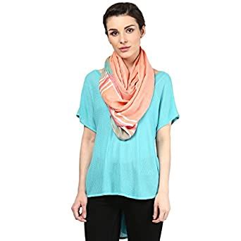 Buy SHINGORA Peach Viscose Blend Striped Stole For Women at Amazon.in