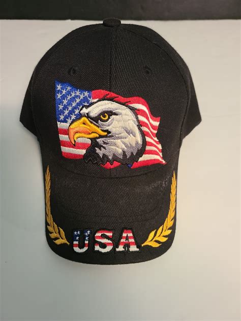 Vintage American Bald Eagle USA Flag Baseball Hat - Gem