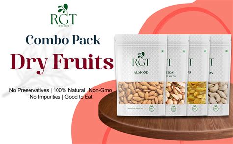 RGT Organics Dry Fruits Combo Pack of Almonds, Cashews, Raisin, Roasted ...