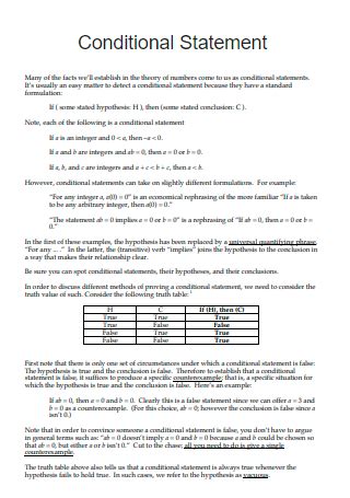 Image result for Formal Conditional Statement