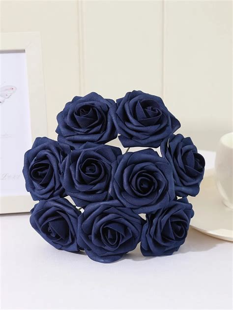 1pc/9pcs Artificial Foam Flowers, Navy Blue & Light Blue, Decorative ...
