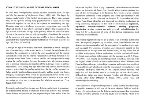EGO Psychology AND THE Defense Mechanisms - EGO PSYCHOLOGY AND THE ...