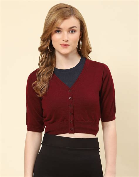 Buy Women Maroon Solid V Neck Half Sleeve Blouse Online in India ...