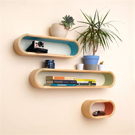 Colorful Mid-century Modern Geometric Bent Wood Floating Shelf - Etsy ...