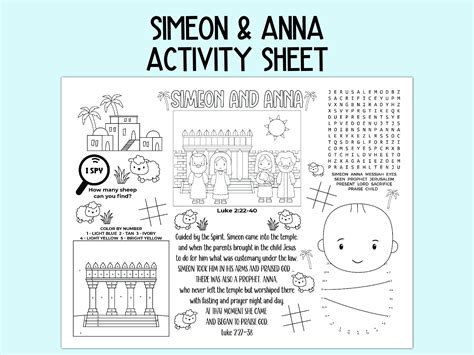 Simeon and Anna Activity Sheet, Children's Church Activity, Bible ...