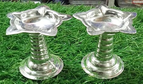 Buy G K EXCLUSIVE™ Latest German Silver Panchamuki Diya Stand Pair ...