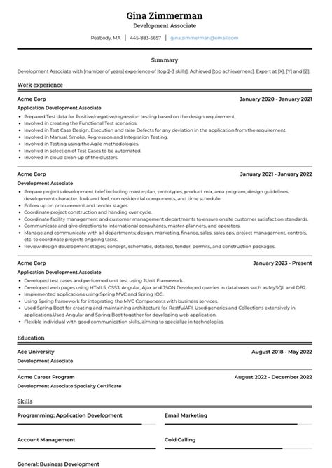Development Associate Resume Examples 的图像结果