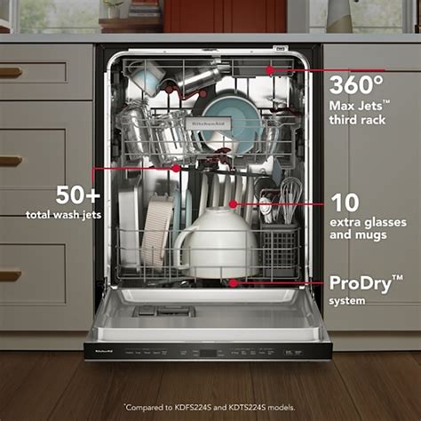 KitchenAid 24-in Top Control Built-in Dishwasher ( Black Ore ) With ...
