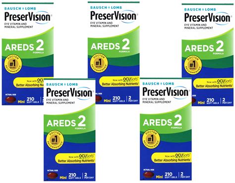 (5 pack) PreserVision Eye Vitamin and Mineral Supplement AREDS 2 ...