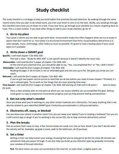Study Checklist Example 的图像结果