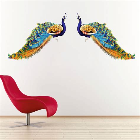 Devesh Creation Two Peacock Multi Wall Sticker for Pooja Room, Living ...