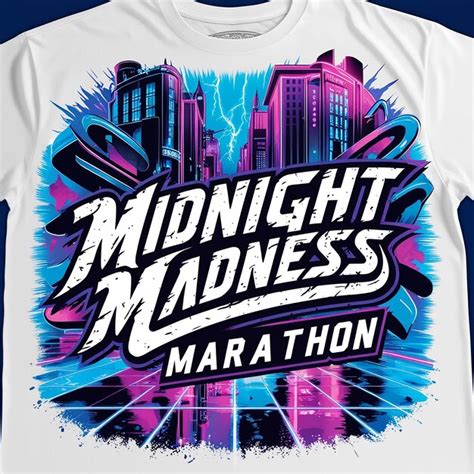 Monocolor midnight madness marathon tshirt design | Premium AI ...