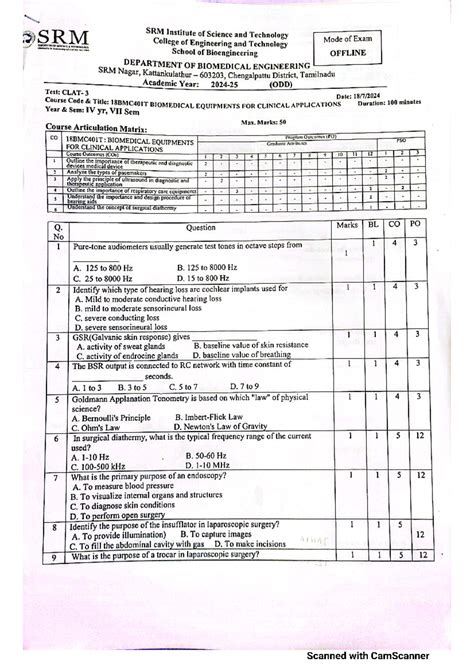 Biomedical Equipments CT3 - SRM SRM Institute of Science and Technology ...