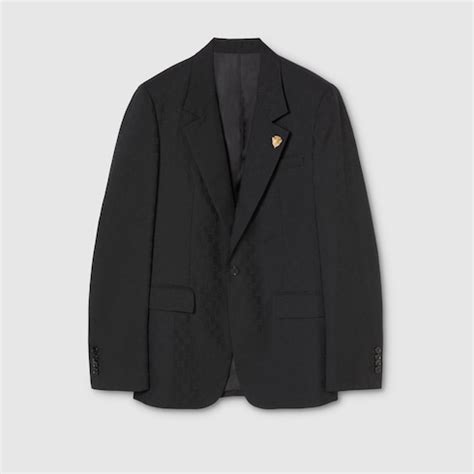 Single-breasted GG wool jacket in black | GUCCI® UK