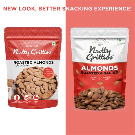 Roasted Salted Almonds (Pack of 5 x 200g Each ) - 1kg – Nutty Gritties