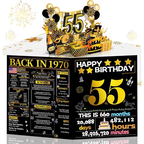 Amazon.com: Joycard 55th Birthday Card for Women Men, 3D Pop Up Happy ...