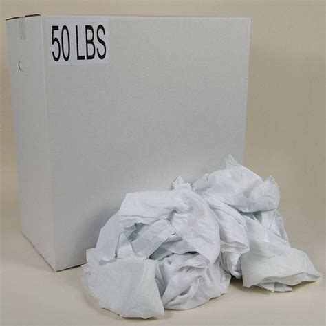 G211050PC Recycled Cotton Sheeting Cloth Rag 50 lb. Varies Sizes, White ...