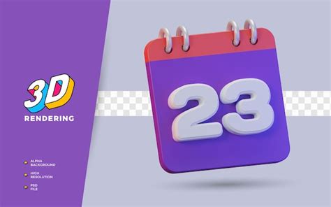 23-dniowy kalendarz renderowania 3D dla codziennych przypomnień lub ...