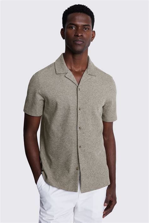 Neutral Knitted Cuban Collar Shirt | Buy Online at Moss