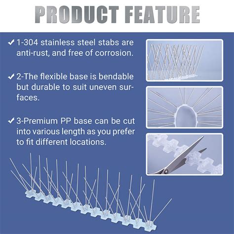 CHERAINTI Bird Spikes for Pigeons Small Birds Cover 15 Feet, Bird ...