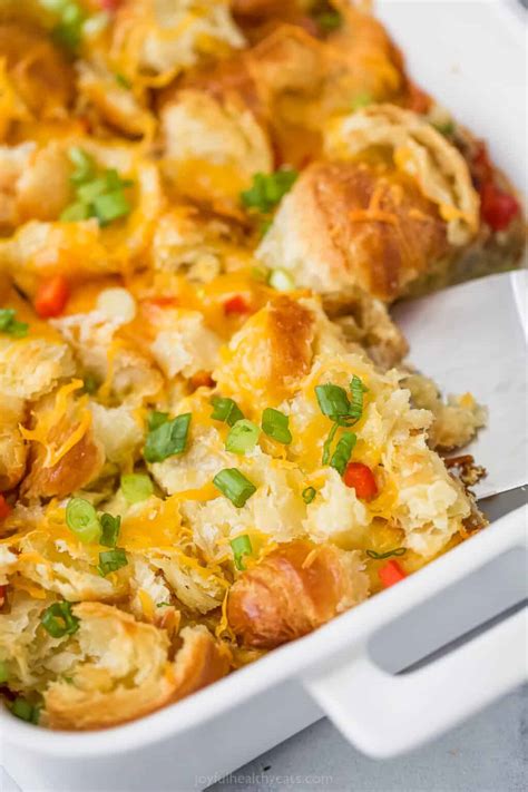 Croissant Breakfast Casserole with Sausage | Joyful Healthy Eats