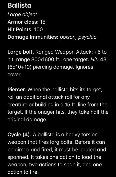 Better Siege Weapons : r/DnDHomebrew