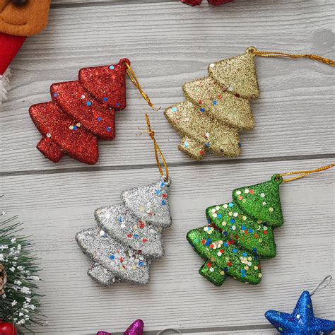eCraftIndia Set of 4 Sparkly Christmas Trees for Decor
