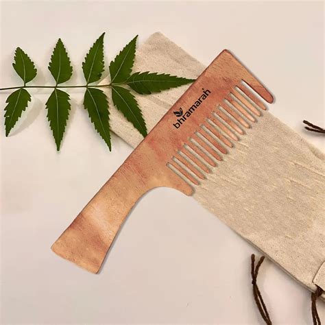 Neem wood comb with handle (Wide Tooth) – Bhramarah