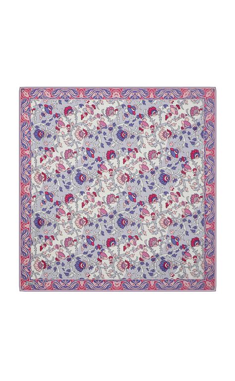 Lilac Shawl Pattern Voile Silk Square Scarf