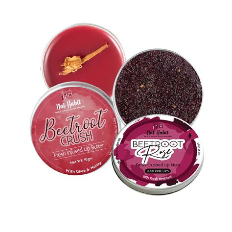 Buy Nat Habit Beetroot Rose Fresh Lip Scrub (12g) & Lip Balm (10g) For ...