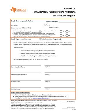 UT Dallas Report Of Examination For Doctoral Proposal ECE Graduate ...