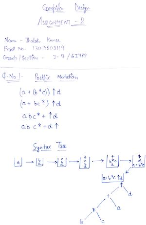 Assignment 1 CD - Compiler design - Studocu