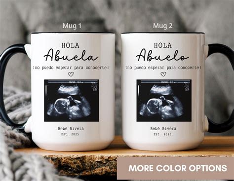 Baby Announcement Mug in Spanish Abuelo Y Abuela Ultrasound Photo ...