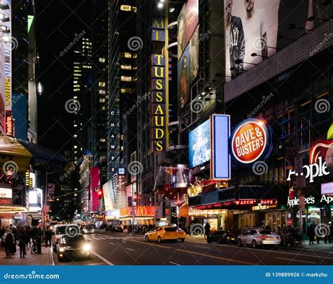 View of 42nd Street at Night, in Manhattan, Near Time Square Editorial ...