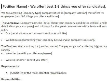 Image result for Example of a Job Posting