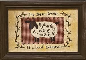 Best Sermon Is A Good Example Felt Sheep Embroidered Framed Country ...