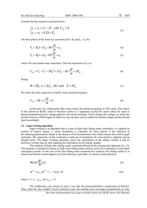 Real time implementation of a super twisting control of a BLDC motor | PDF