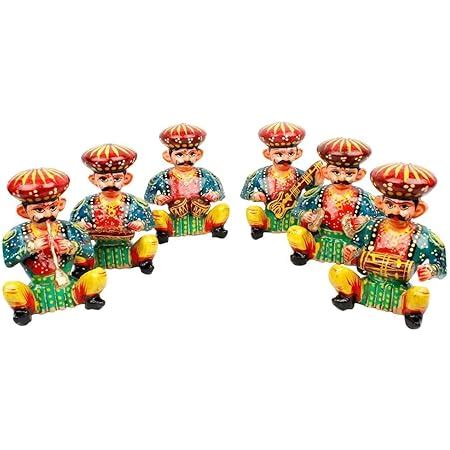 Buy Gomati Ethnic Wood Musician Bawla Set, Standard, Multicolour, 6 ...
