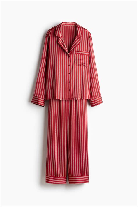 Satin Pajamas - Red/striped - Ladies | H&M US