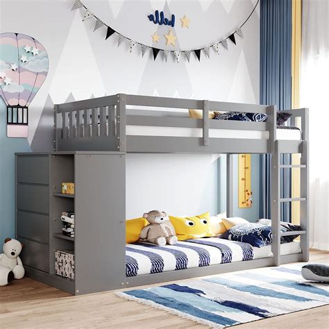 Amazon.com: Twin Over Twin Bunk Beds with Removable Storage Cabinet ...