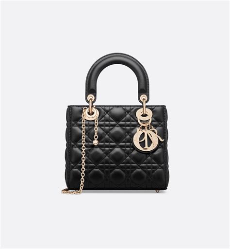 Bolso My Lady Dior and I Piel de cordero Cannage negra | DIOR