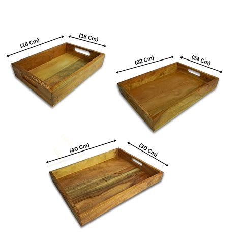 Buy Lakdi-Baaz| Premium Wooden Serving Tray Combo Natural – LakdiBaaz